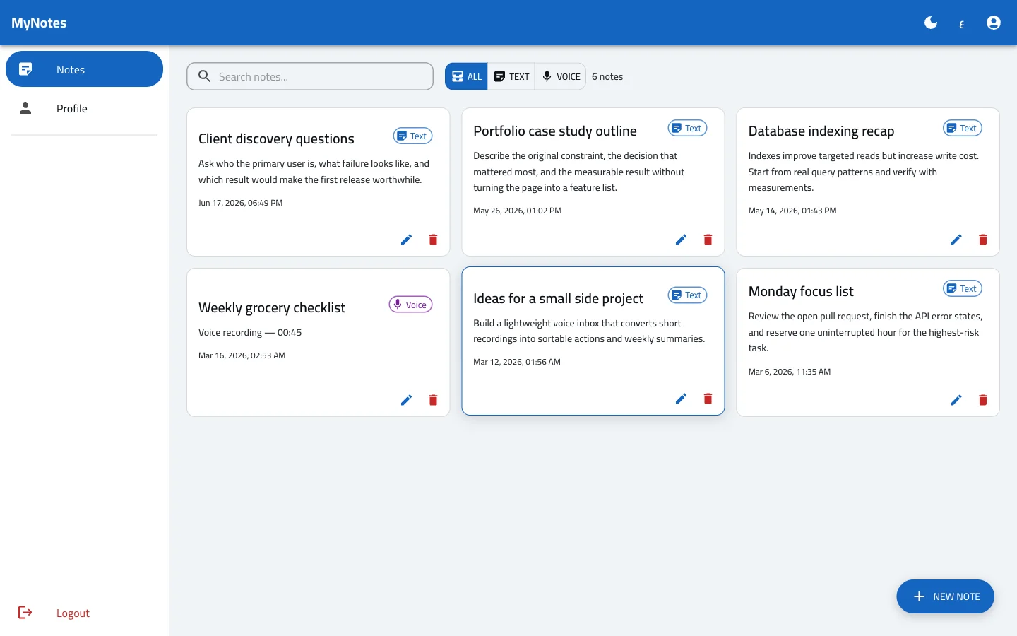 تطبيق ملاحظات تقدمي PWA 3