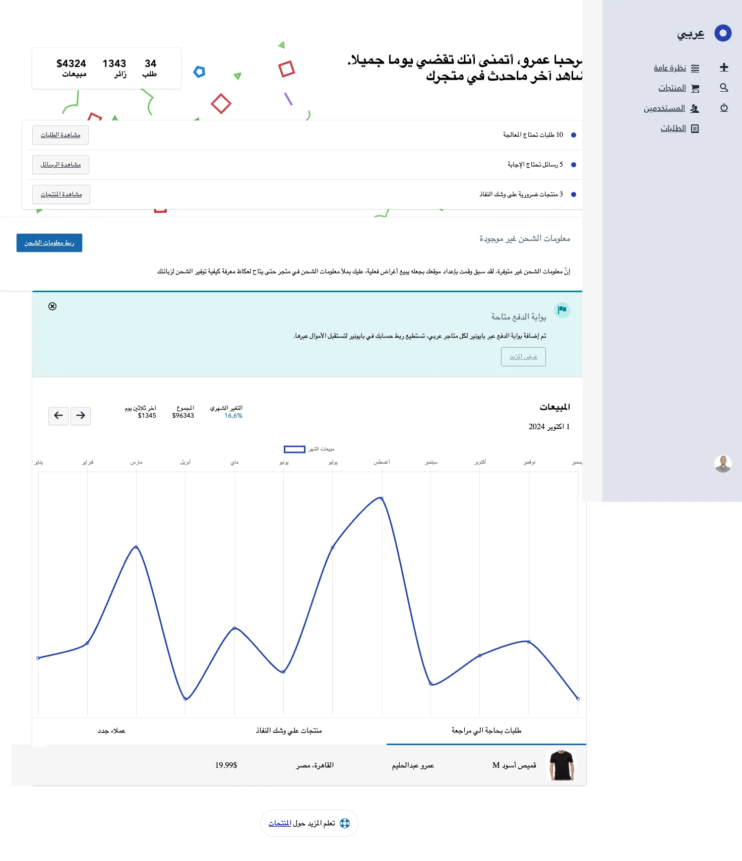 واجهة لوحة تحكم تعليمية